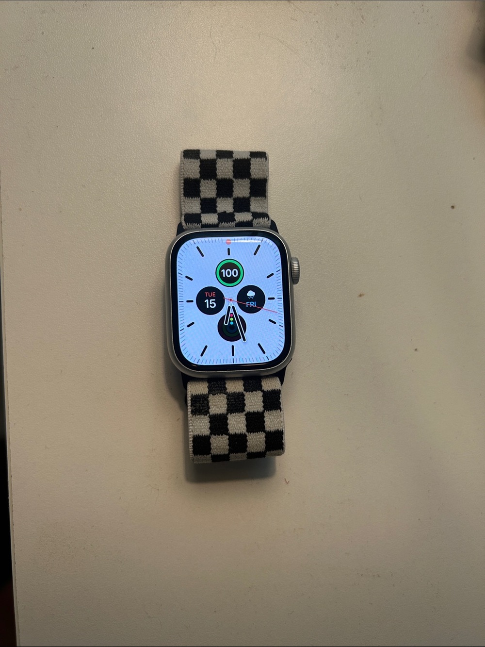 Apple Watch Series 8 [GPS 41mm] - Silver Aluminum Case with Checker Pattern Band